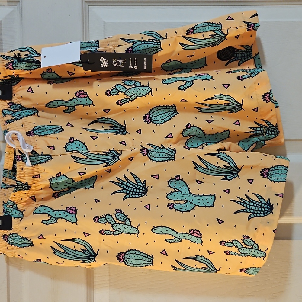 BROOKLYN CLOTH SURF AVE SWIM TRUNK: CACTUS/ORANGE: NEW WITH TAGS: SIZE L